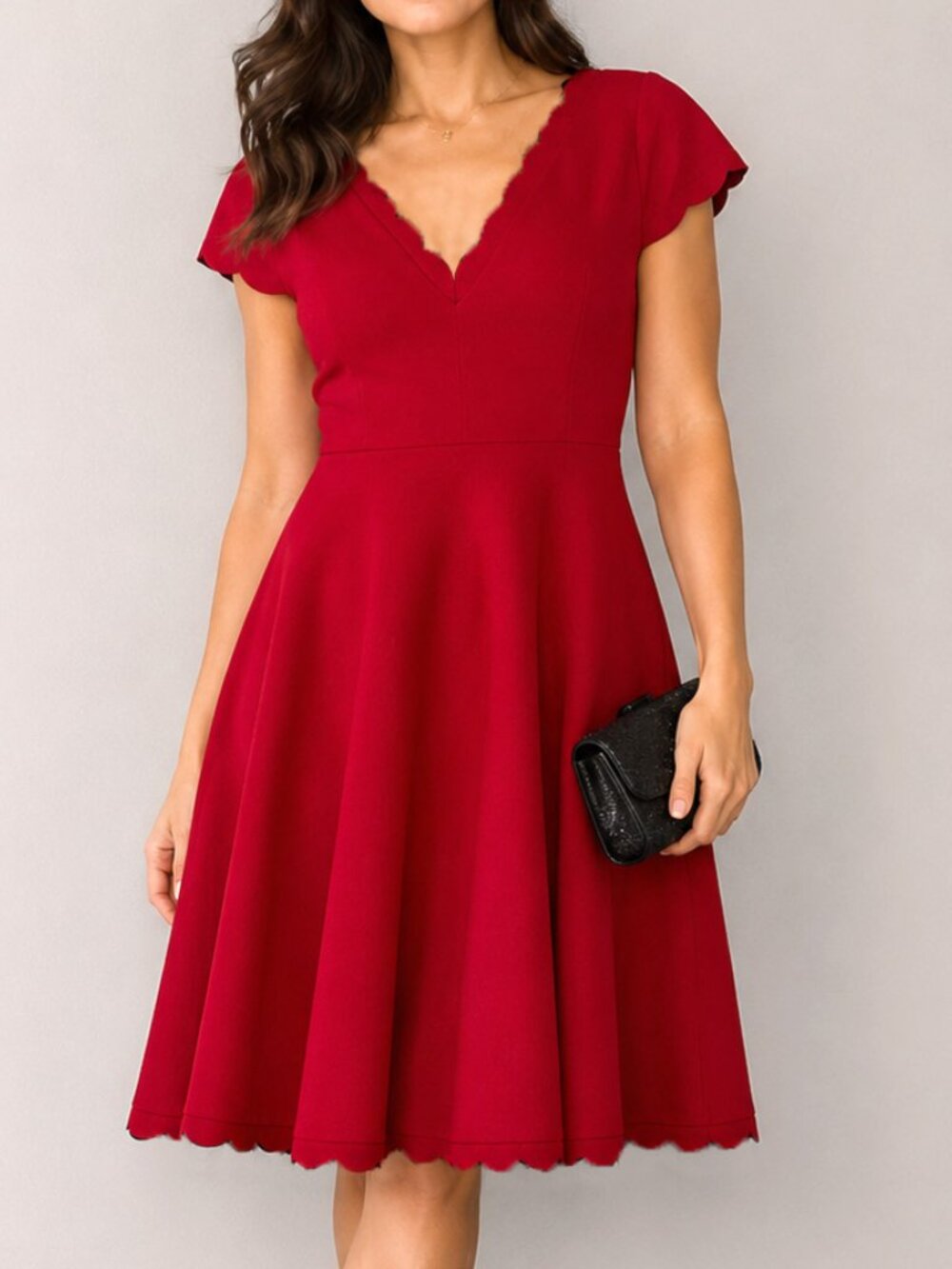 Betsey Johnson Scalloped Fit Flare Scuba Dress